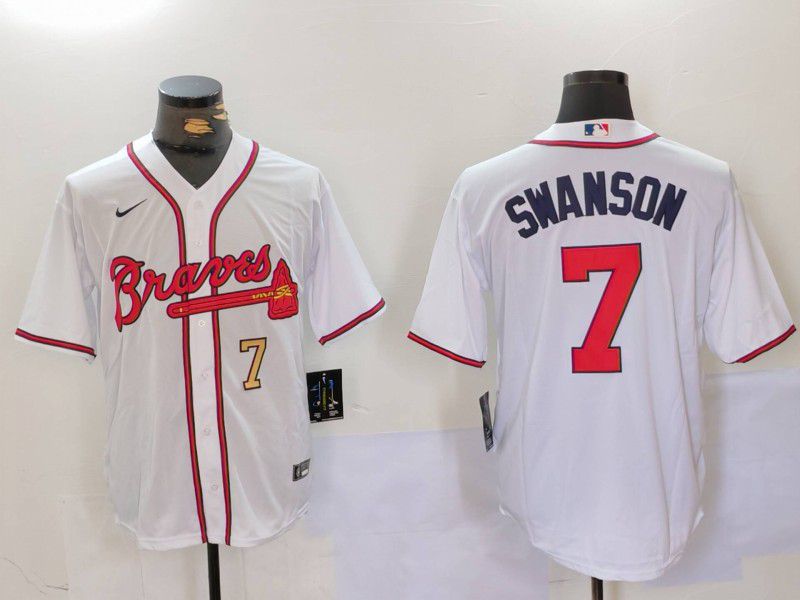 Men Atlanta Braves #7 Swanson White Game 2024 Nike MLB Jersey style 4->atlanta braves->MLB Jersey